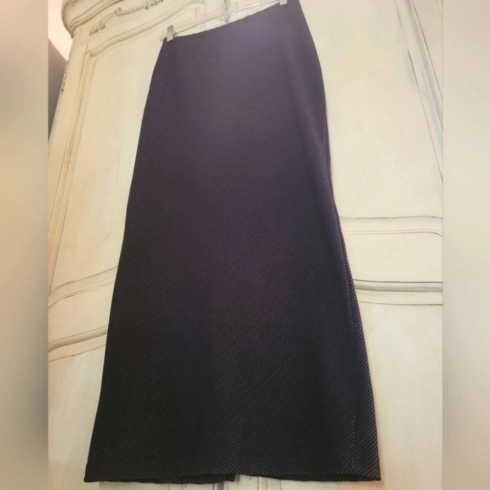 Vintage 90s Diagonal Striped Long Stretch Skirt Bodycon Slit Maxi by Signal sz L - Picture 12 of 12